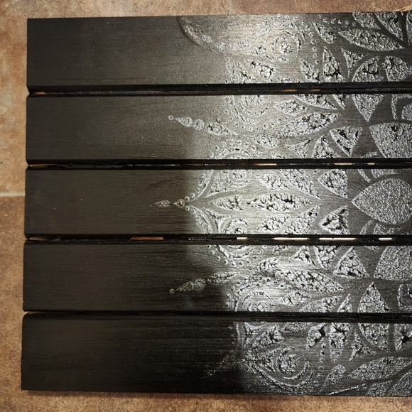 HANDCRAFTED Upcycled Black Wood Panel Board HANDPAINTED Mandala Wall Art Decor - Picture 5 of 17
